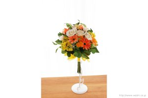 ガーベラ、菜の花、タンポポのビタミンカラー和紙ブーケ・花束（退職祝いのペーパーフラワー）正面