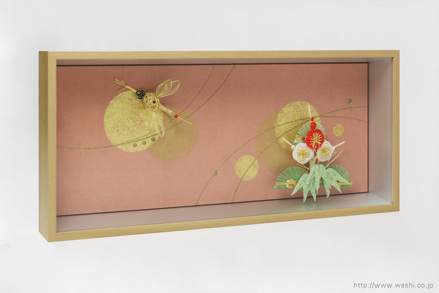 結納品の水引リメイクアートボックス（立体額）鶴と松竹梅