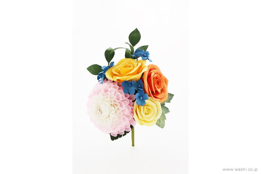 結婚式の思い出とともに－和紙製の観賞花と髪飾り（ヘアピック用）